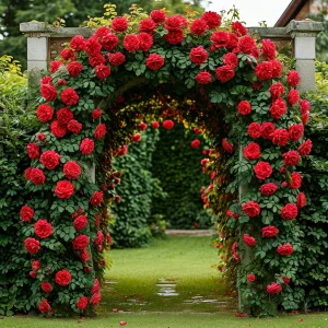 Роза плетистая Алый Триумф купить по цене от 319р. в интернет-магазине «Посадика» с доставкой почтой в в Лаишевое и по всей России – [изображение №1].